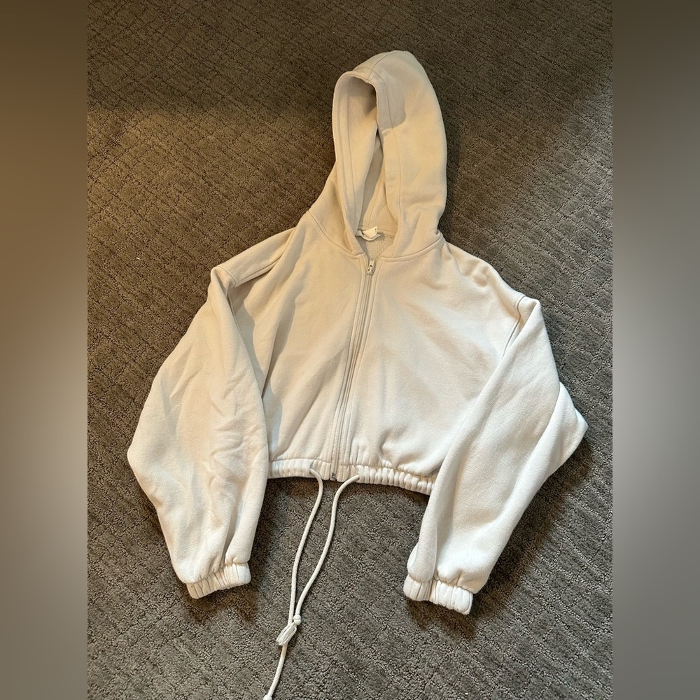 Barely Worn H&M Crop Zip Up With Drawstrings